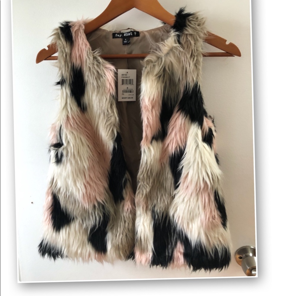 Fur Vest pink multi New with tags . So cute 💕